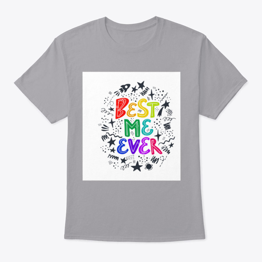 Best Me Ever Inspirational T-Shirt featuring a stars frame design, made from soft cotton fabric.