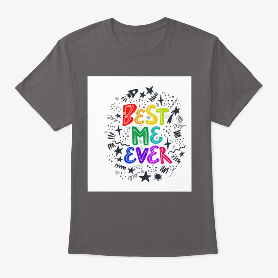 Best Me Ever Inspirational T-Shirt featuring a stars frame design, made from soft cotton fabric.