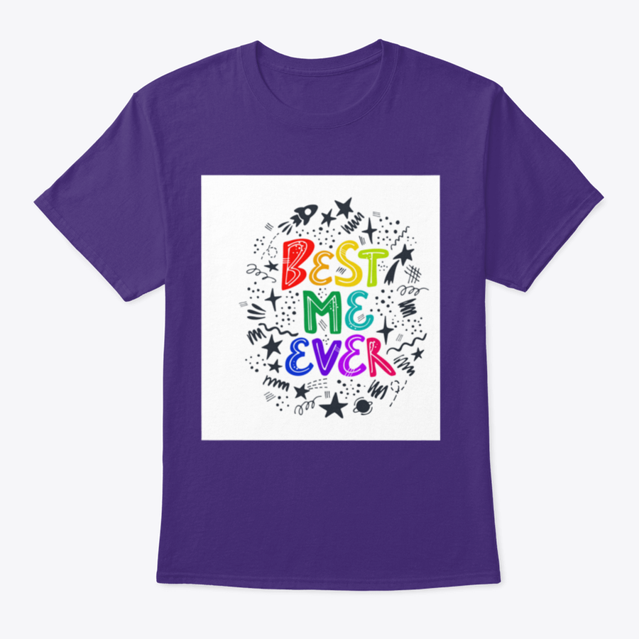 Best Me Ever Inspirational T-Shirt featuring a stars frame design, made from soft cotton fabric.