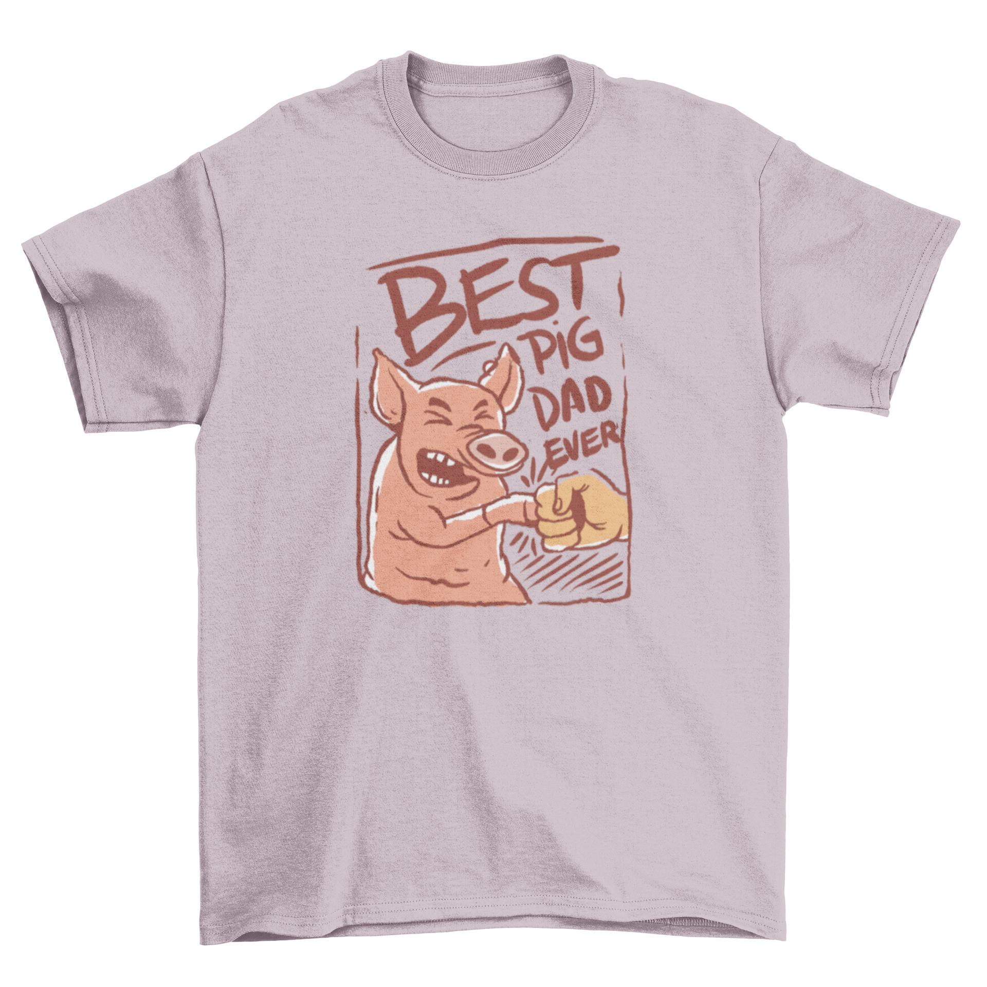 Best Pig Dad Ever t-shirt featuring a pig fist-bumping a person with a fun design.