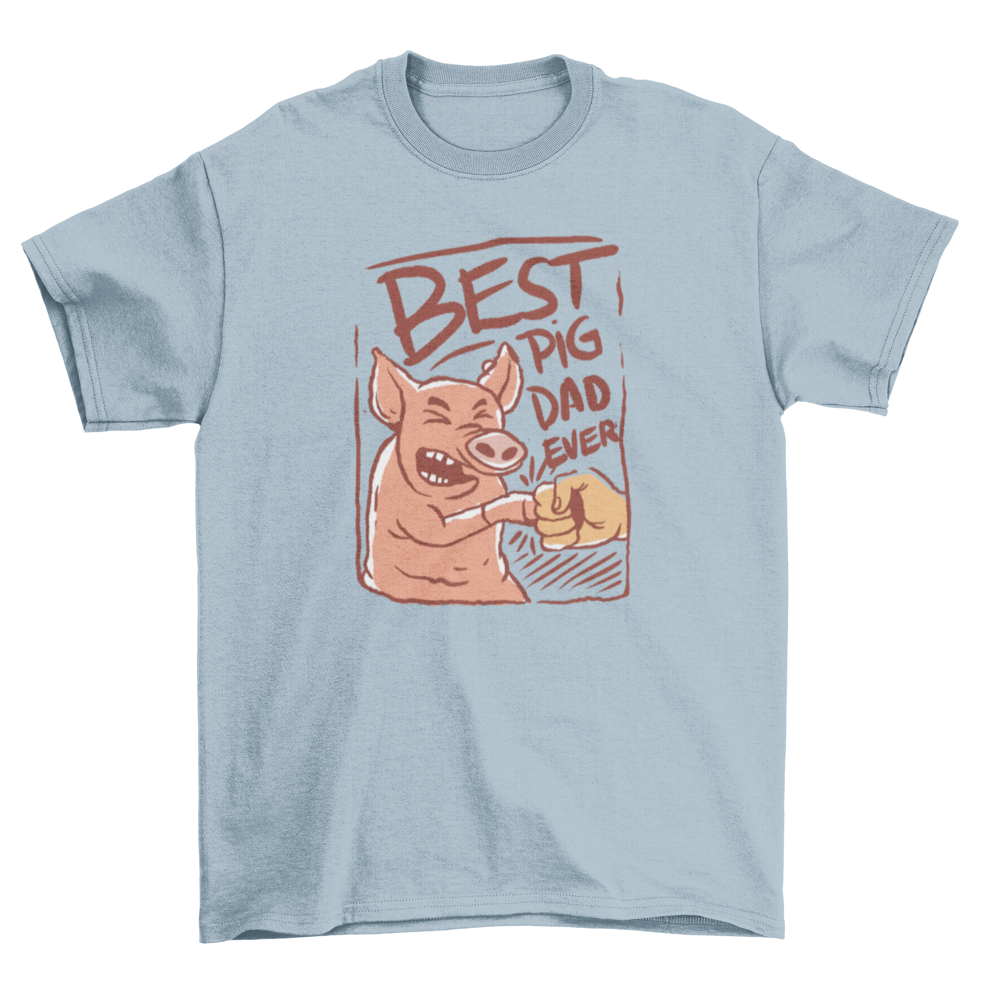 Best Pig Dad Ever t-shirt featuring a pig fist-bumping a person with a fun design.