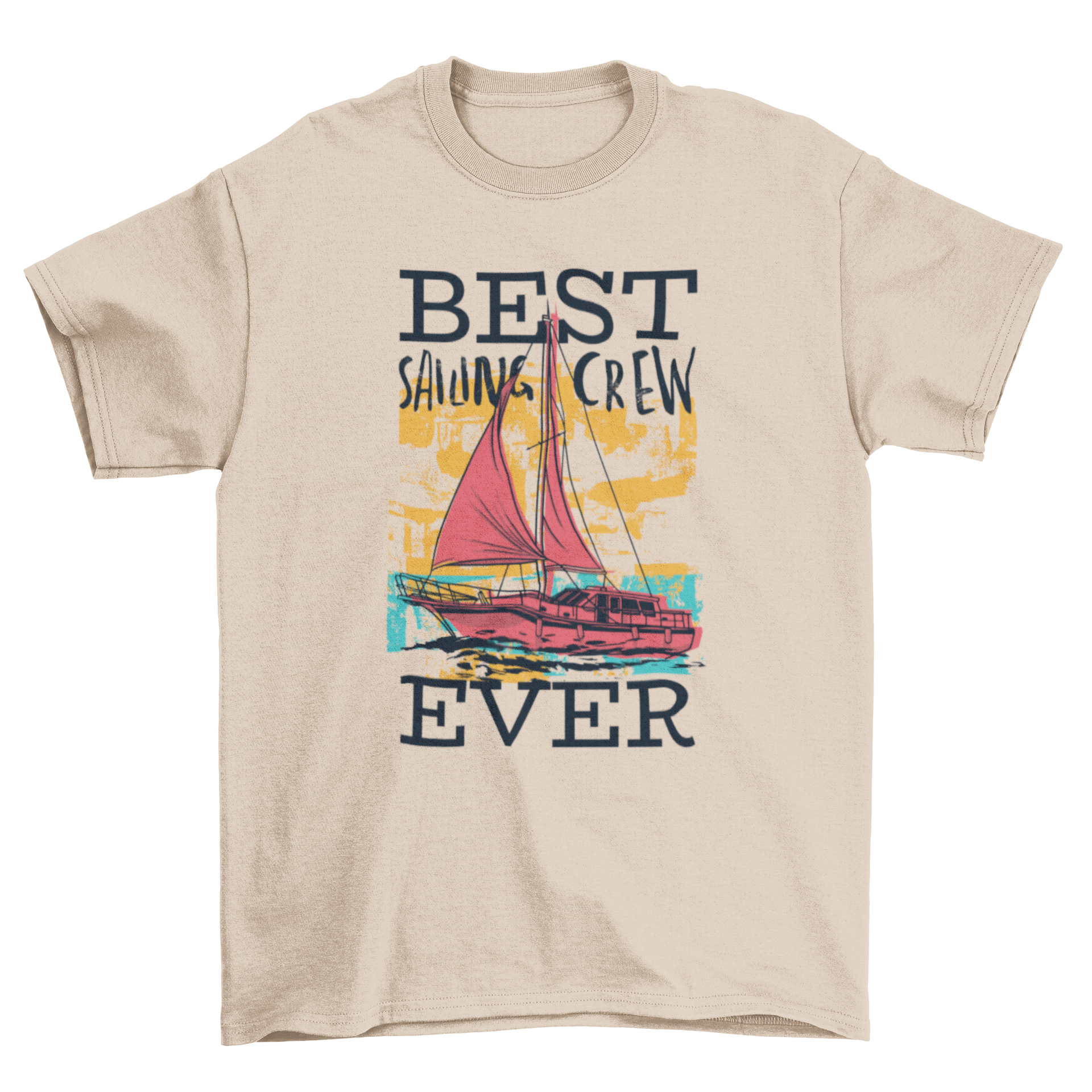 Best Sailing Crew T-shirt featuring a boat design and quote, perfect for sailing enthusiasts.