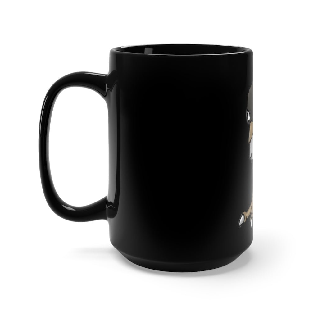 BiChip Black Mug 15oz featuring a sleek black ceramic design with rounded corners and a comfortable C-handle.