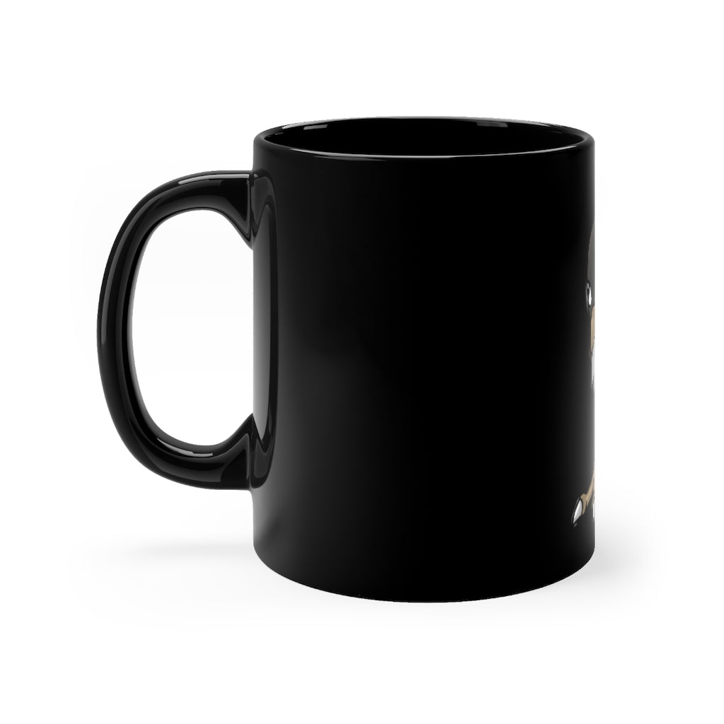 BiChip Black mug 11oz with rounded corners and C-handle, showcasing a sleek black ceramic finish.