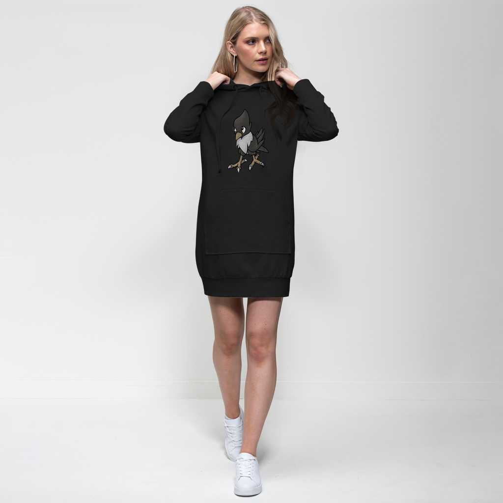 BiChip Premium Adult Hoodie Dress in a stylish design featuring a hood, full-length sleeves, and a kangaroo pouch pocket.