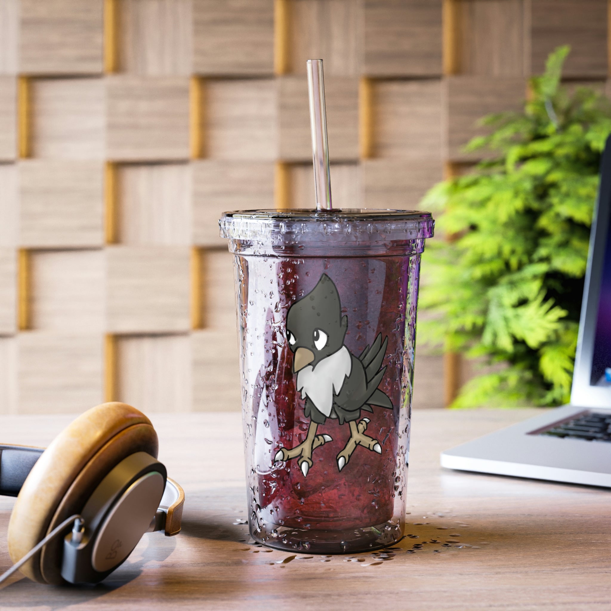 BiChip Suave Acrylic Cup with double-wall insulation, featuring vibrant customizable artwork and a BPA-free design.