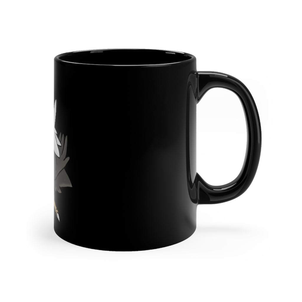 BiChipla Black mug 11oz with full-wrap decoration, showcasing its sleek design and ergonomic C-handle.