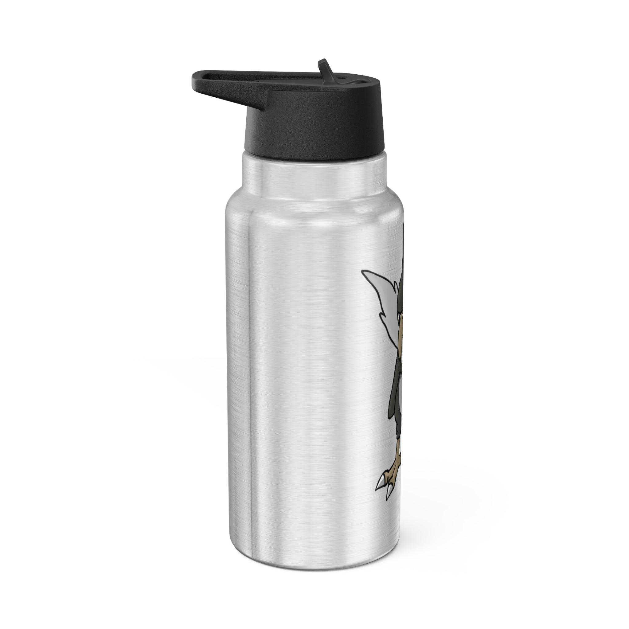 BiChipla Gator Tumbler in stainless steel with a black cap and straw, showcasing a customizable design.