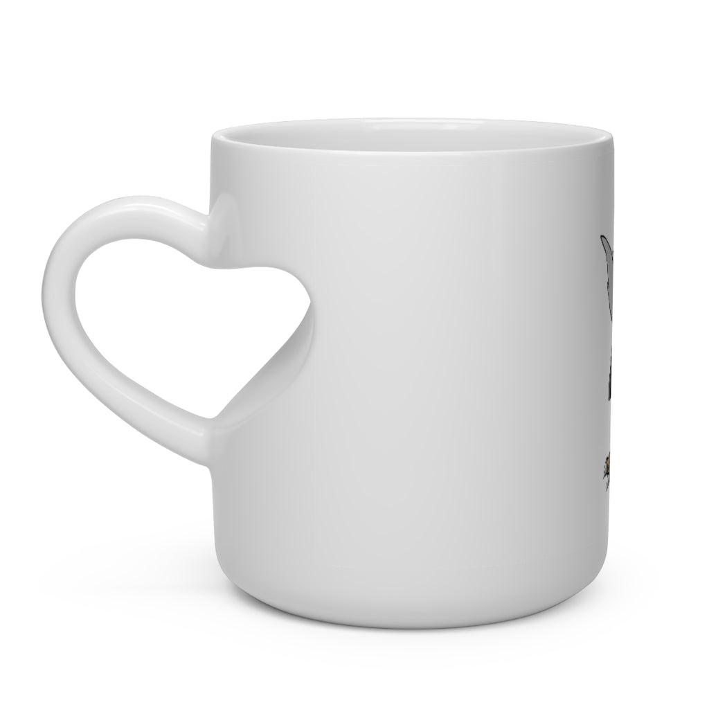 BiChipla Heart Shape Mug in white ceramic with a heart-shaped handle, perfect for hot beverages.