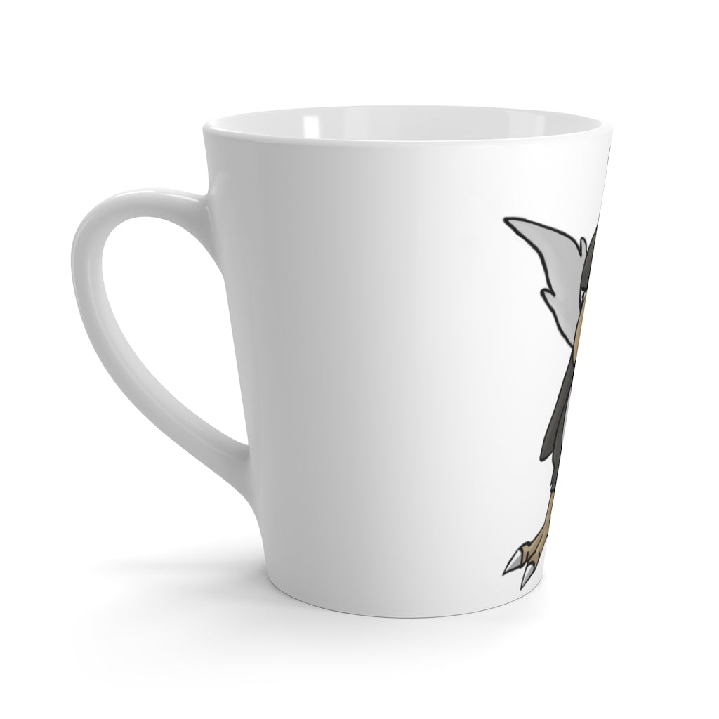 BiChipla Latte Mug in white ceramic with rounded corners and C-handle, showcasing vibrant sublimation printing.