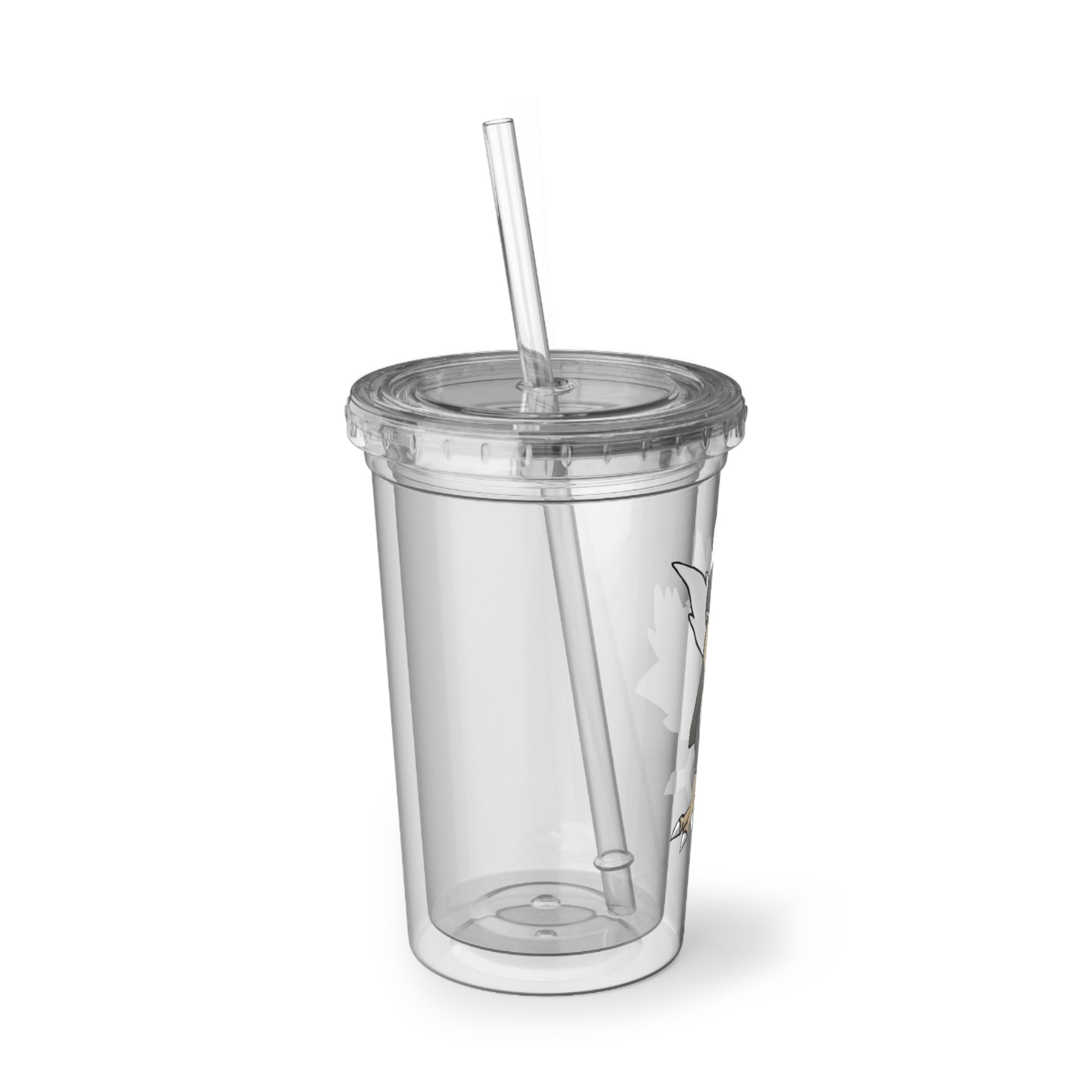 BiChipla Suave Acrylic Cup with double-wall insulation, featuring a vibrant custom design and a secure lid with a straw.