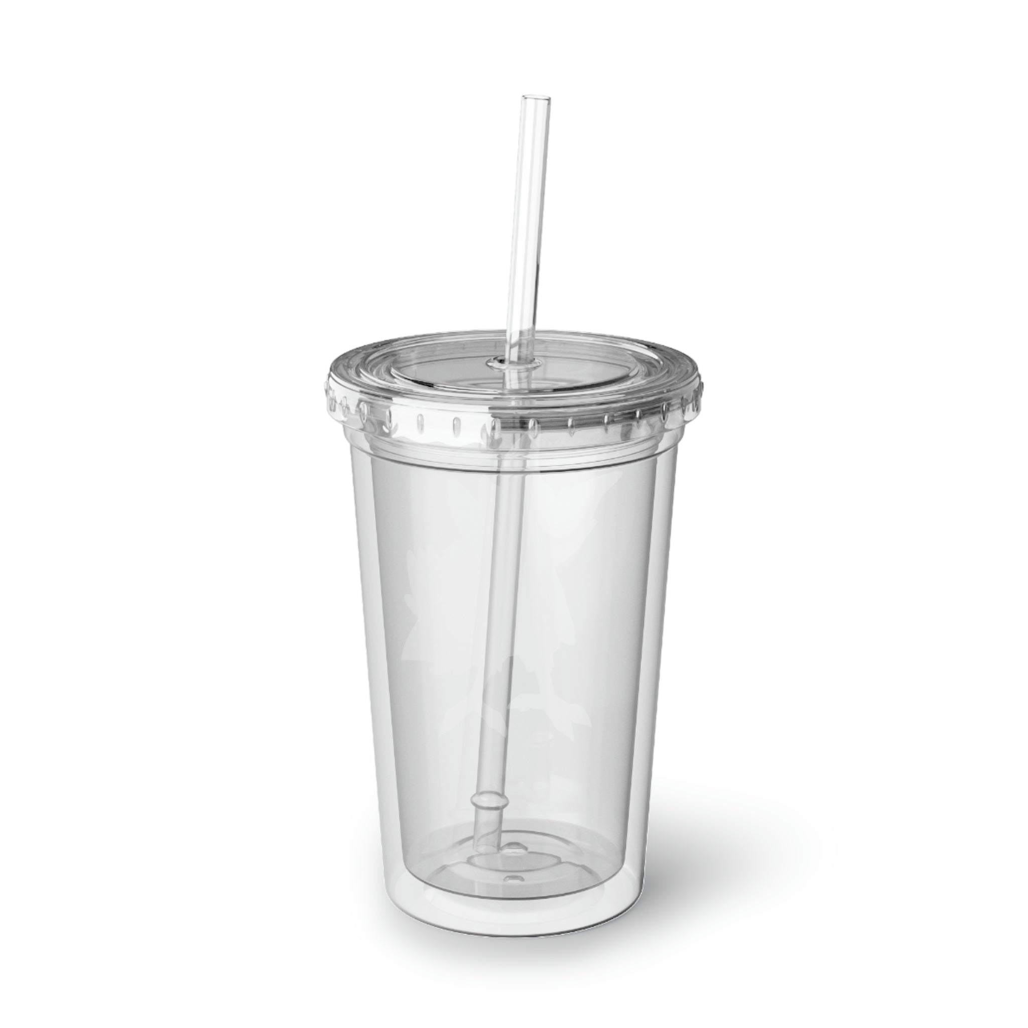 BiChipla Suave Acrylic Cup with double-wall insulation, featuring a vibrant custom design and a secure lid with a straw.