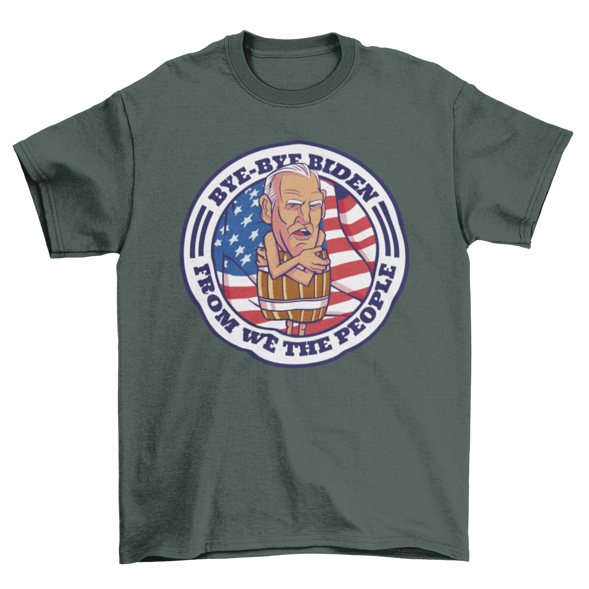 Cartoon Biden on patriot shirt