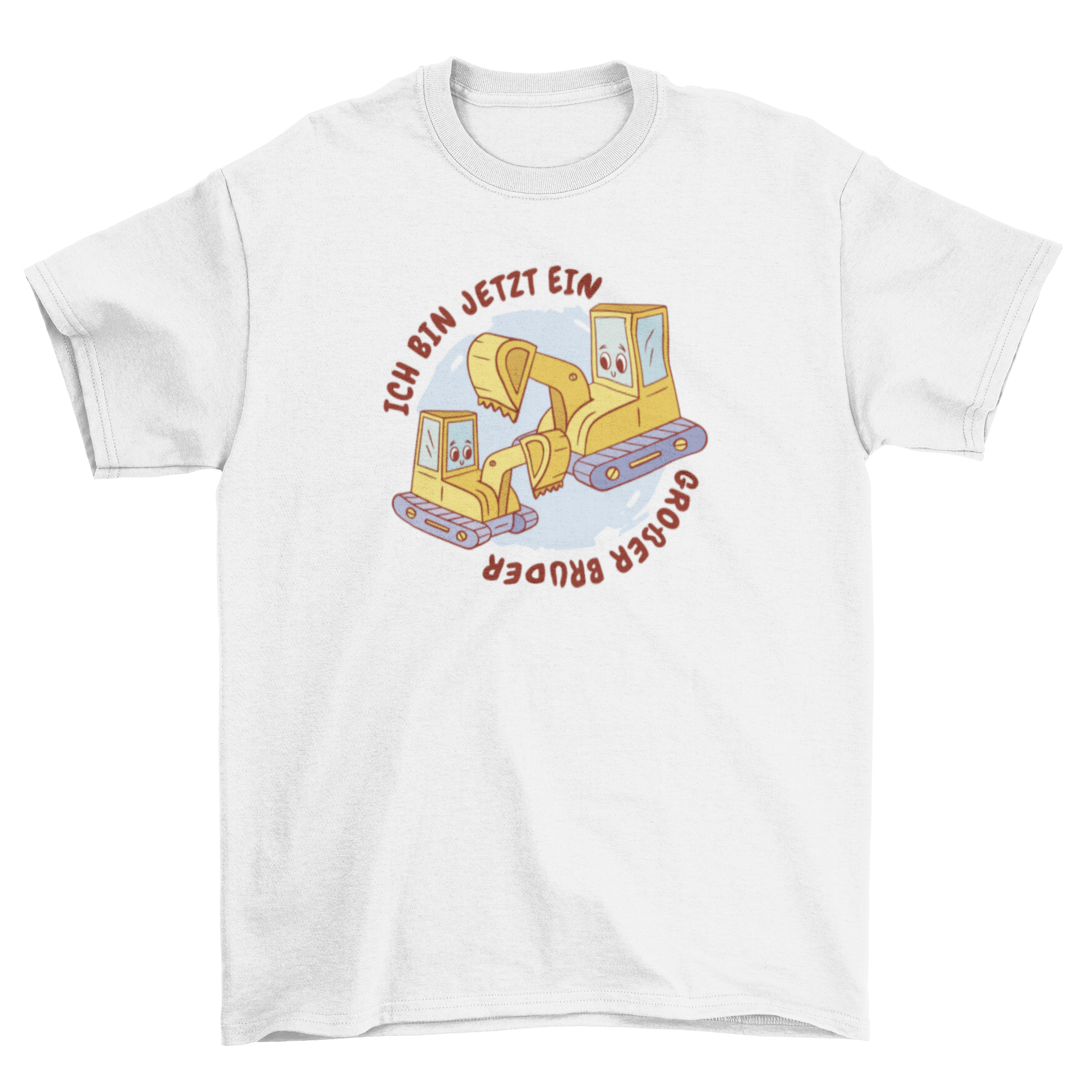 Big Brother Excavator T-Shirt featuring a big and small excavator with a German quote.