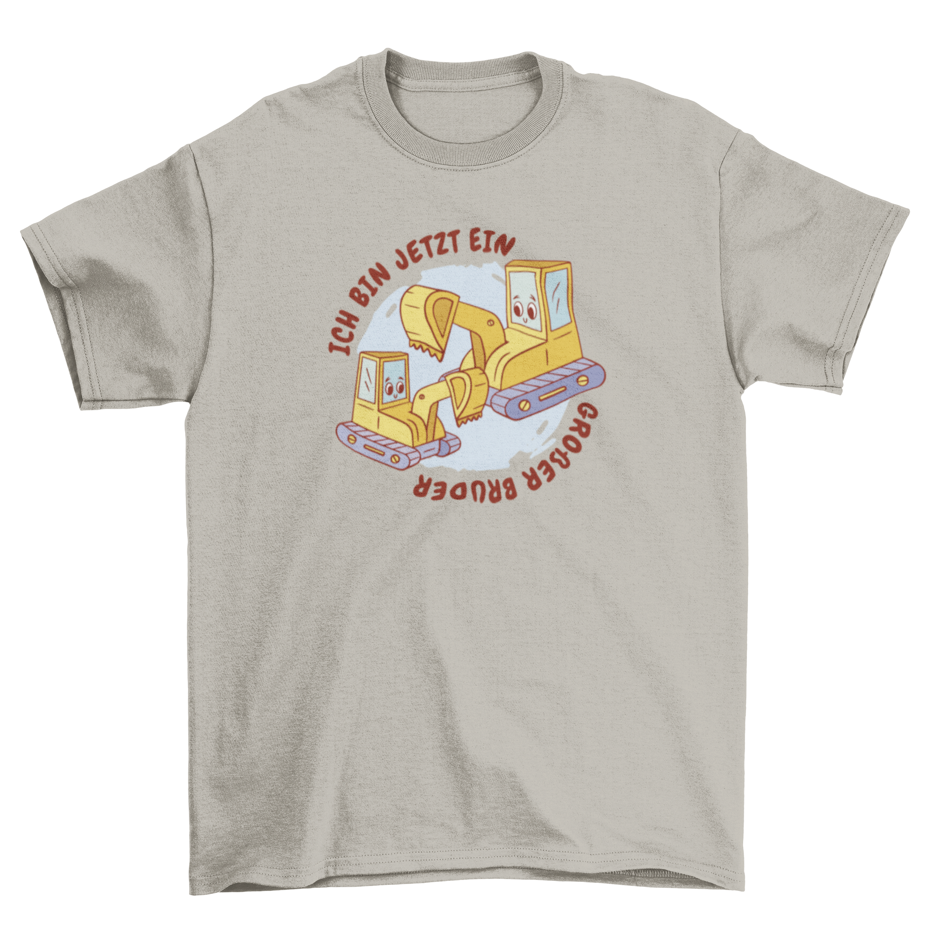 Big Brother Excavator T-Shirt featuring a big and small excavator with a German quote.