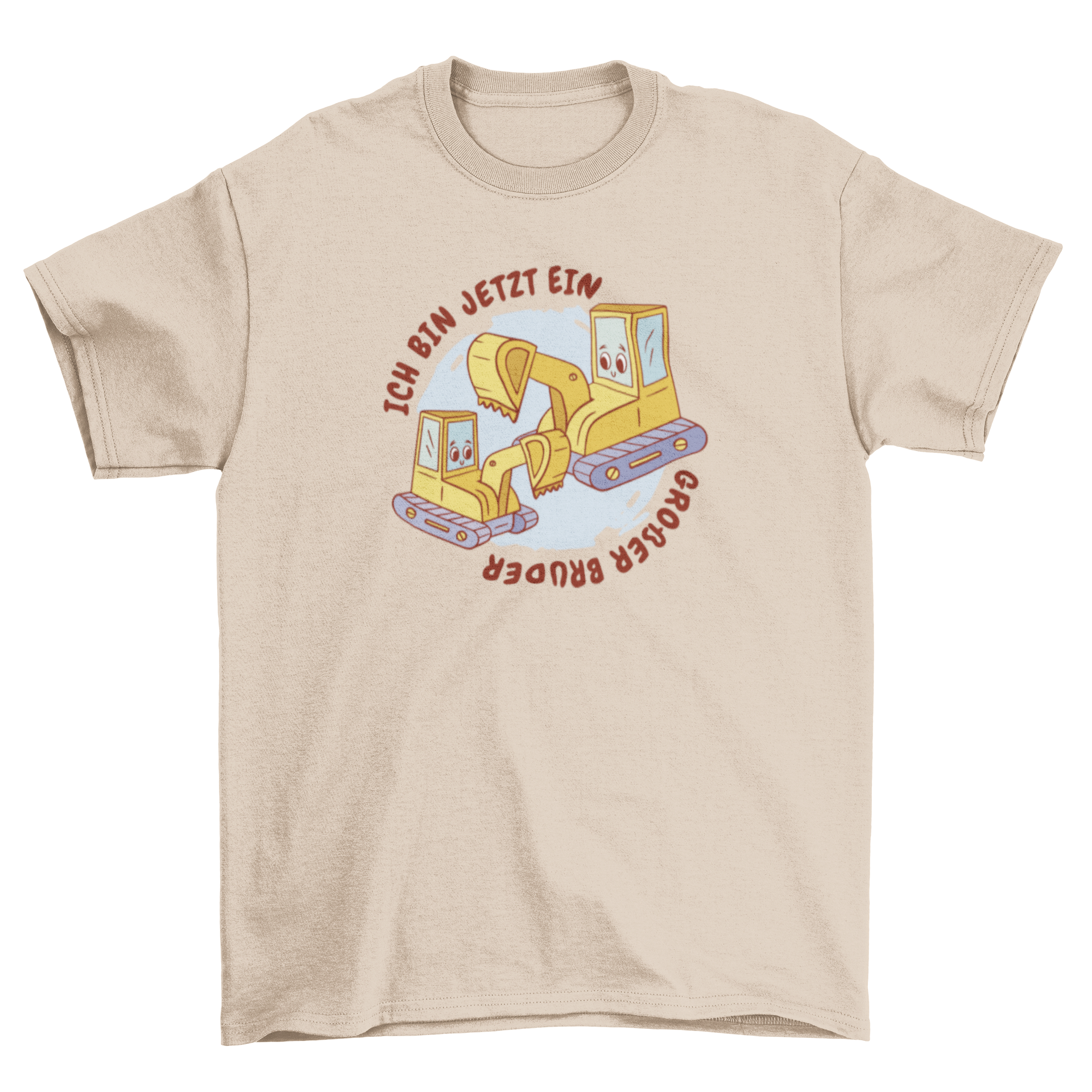 Big Brother Excavator T-Shirt featuring a big and small excavator with a German quote.