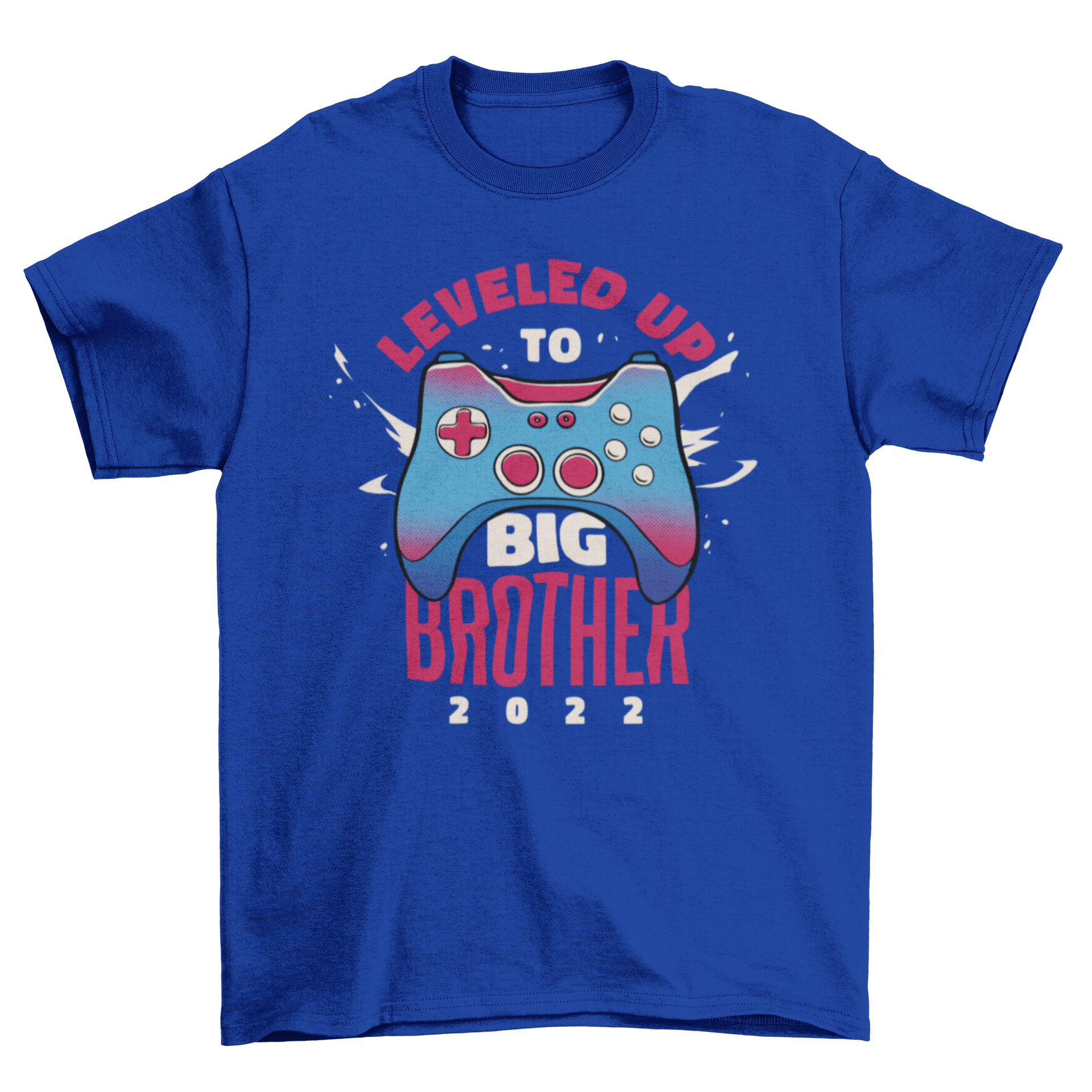 Big Brother Gaming Joystick T-Shirt featuring a joystick graphic and the quote 'Leveled up to big brother 2022'.