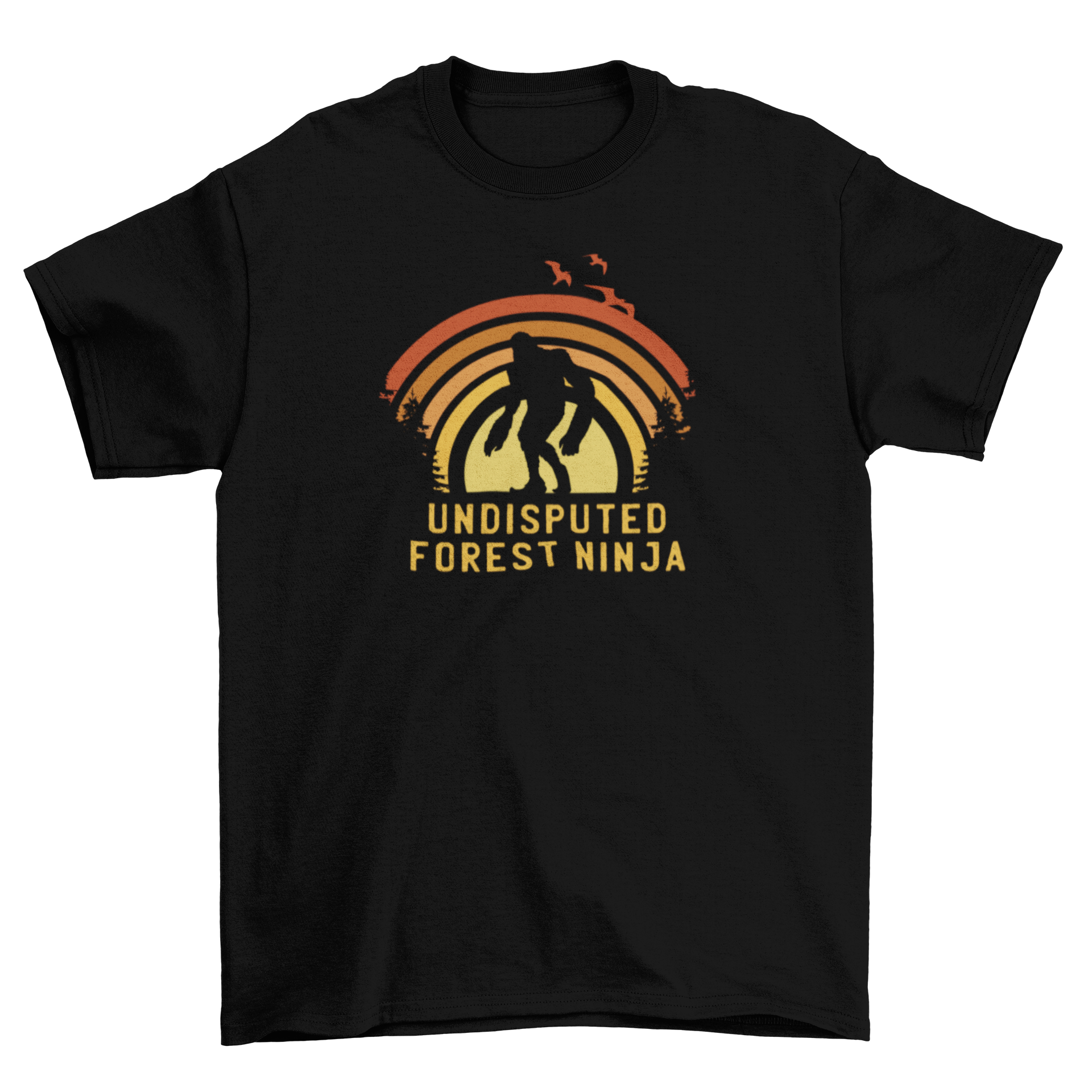 Big Foot monster silhouette t-shirt featuring a playful quote, perfect for cryptid enthusiasts.