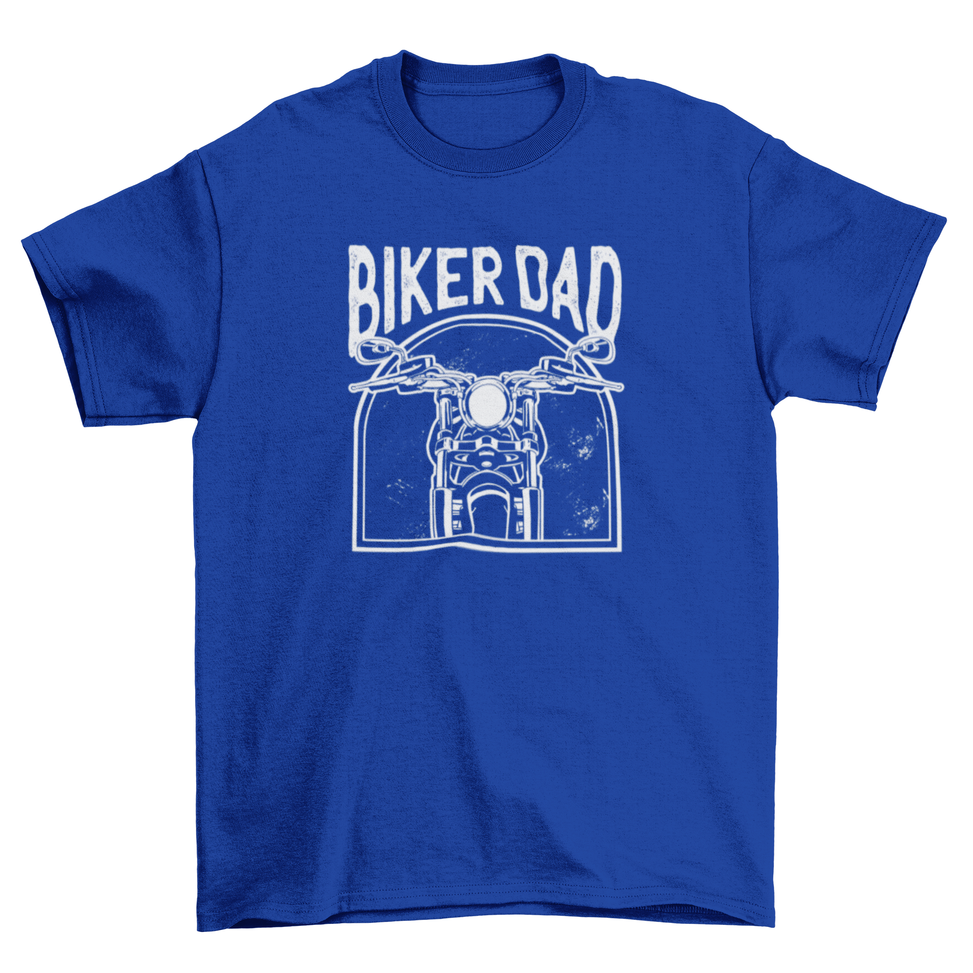 Biker Dad motorcycle t-shirt featuring a cool motorcycle illustration and bold text.