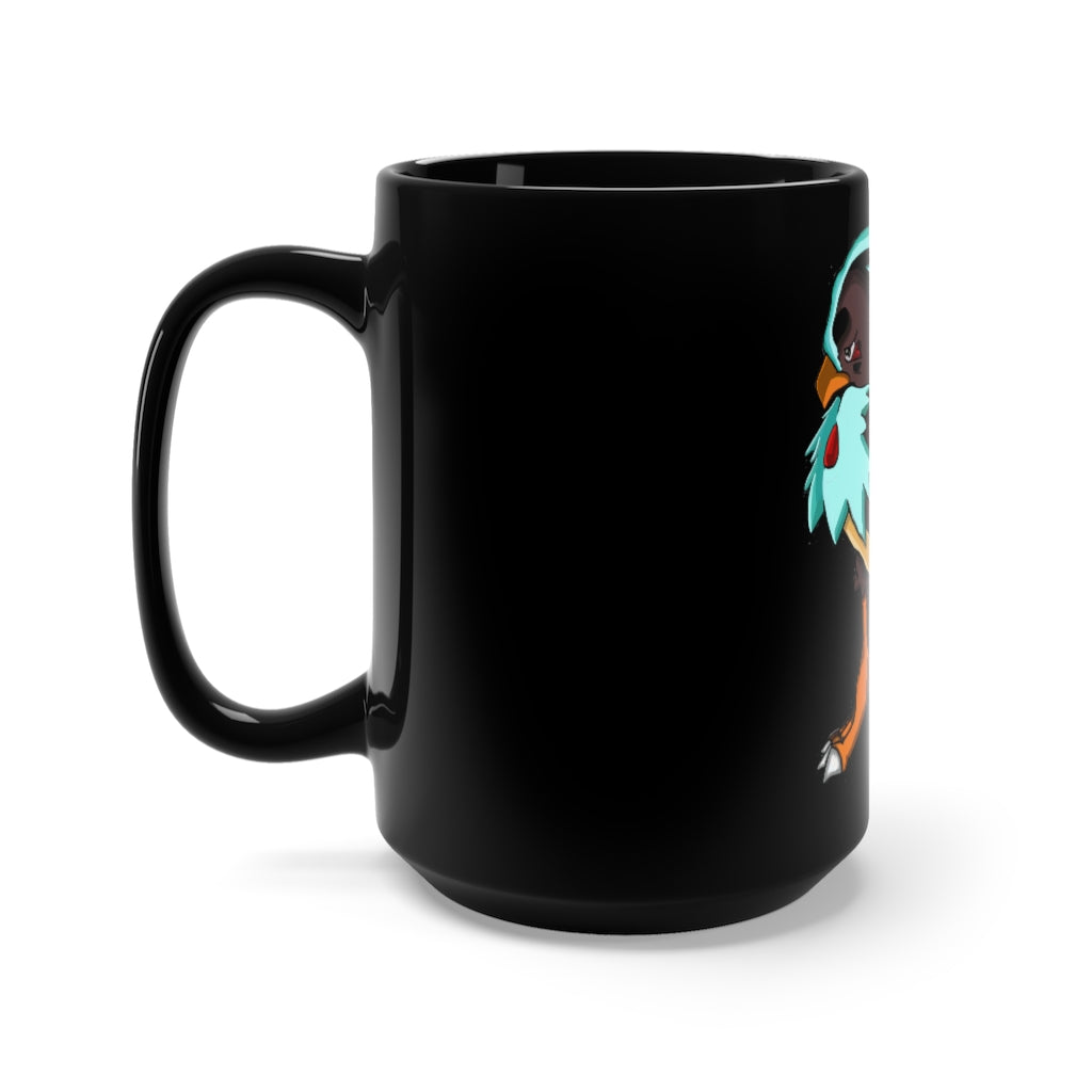 Bircross Black Mug 15oz featuring a sleek black ceramic design with rounded corners and a comfortable C-handle.