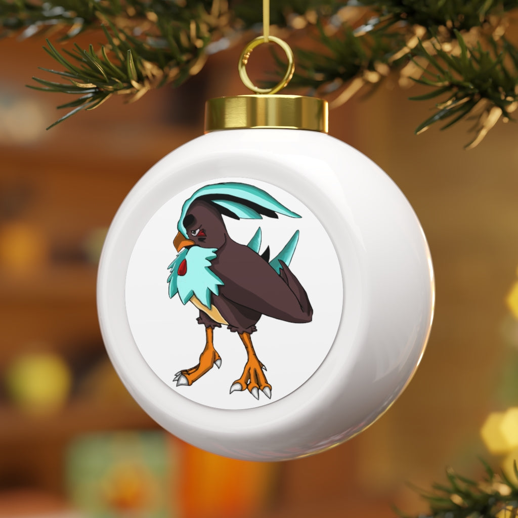 Bircross Christmas Ball Ornament with glossy finish and gold ribbon, featuring a vintage style and customizable metal insert.