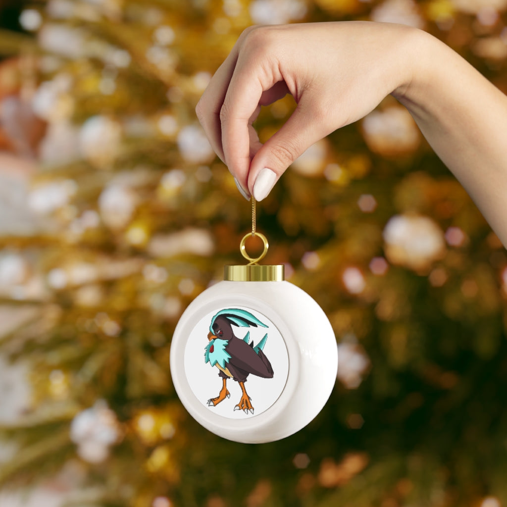 Bircross Christmas Ball Ornament with glossy finish and gold ribbon, featuring a vintage style and customizable metal insert.