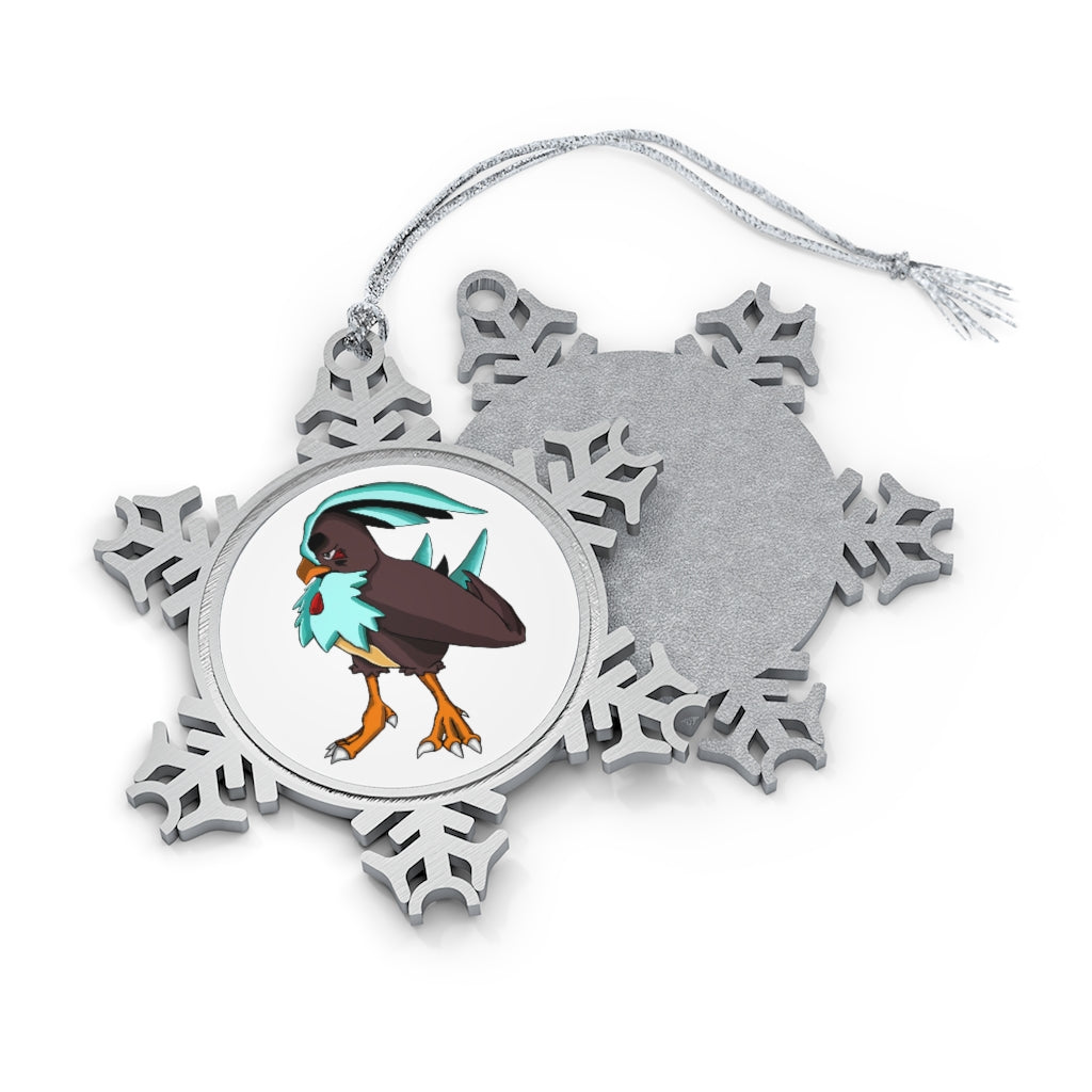 Bircross Pewter Snowflake Ornament with intricate design and silver-toned hanging string, perfect for holiday decor.