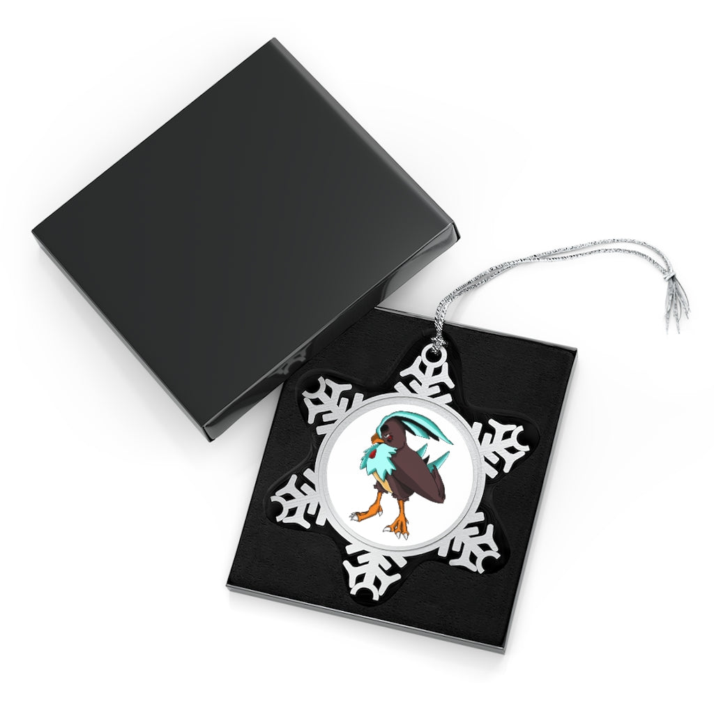 Bircross Pewter Snowflake Ornament with intricate design and silver-toned hanging string, perfect for holiday decor.