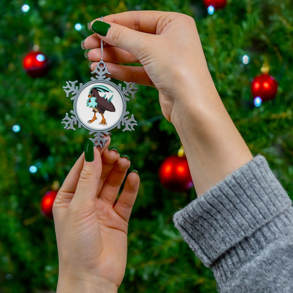 Bircross Pewter Snowflake Ornament with intricate design and silver-toned hanging string, perfect for holiday decor.