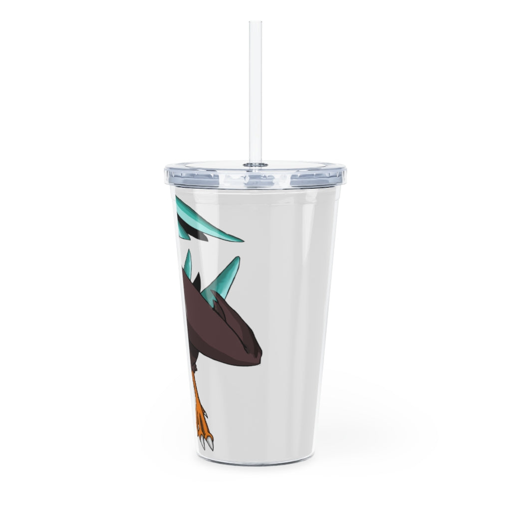 Bircross Plastic Tumbler with Straw, featuring a customizable design and double wall insulation, perfect for events and gatherings.