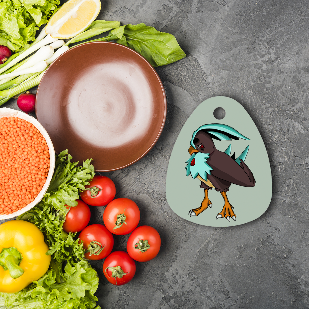 Bircross Sublimation Glass Cutting Board in water droplet shape, showcasing vibrant custom designs and durable glass material.