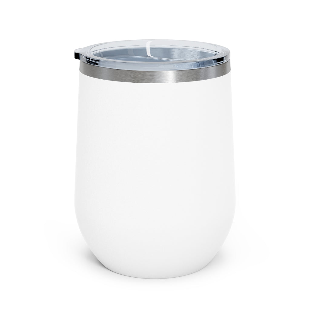 Bird Owl 12oz insulated wine tumbler with a clear lid, showcasing a stylish design perfect for hot and cold beverages.