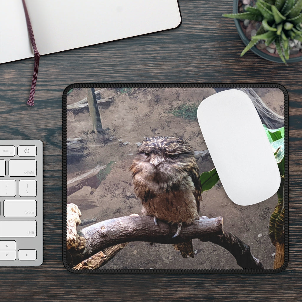 Bird Owl Gaming Mouse Pad featuring vibrant colors and stitched edges, designed for smooth gaming and professional use.