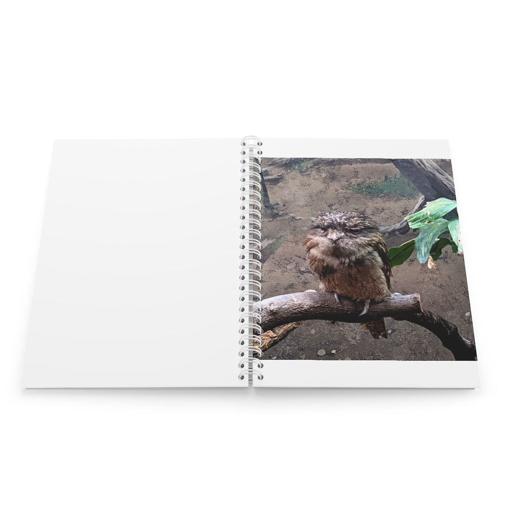 Bird Owl Spiral Notebook featuring customizable covers and wide-ruled pages, ideal for journaling and note-taking.