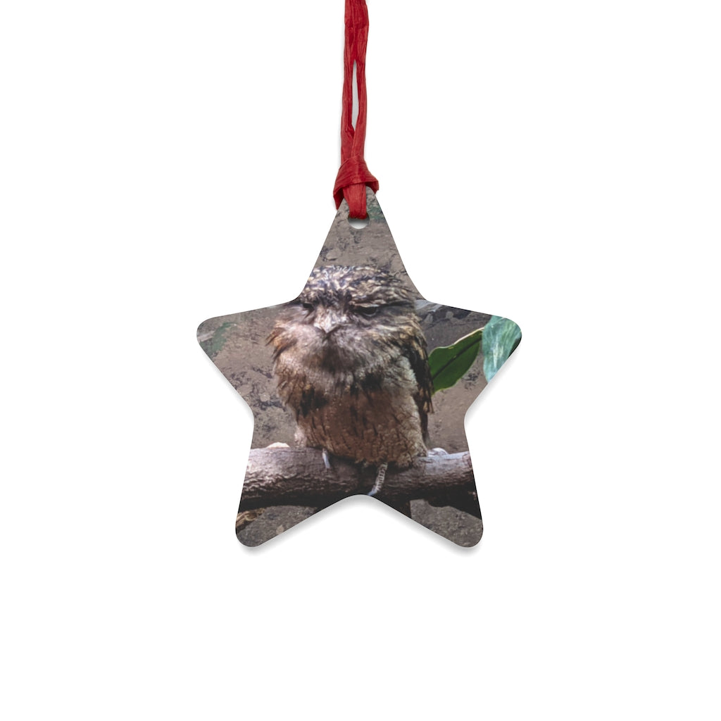 A collection of Bird Owl Wooden Christmas Ornaments featuring whimsical designs, solid wood construction, and red ribbons for hanging.