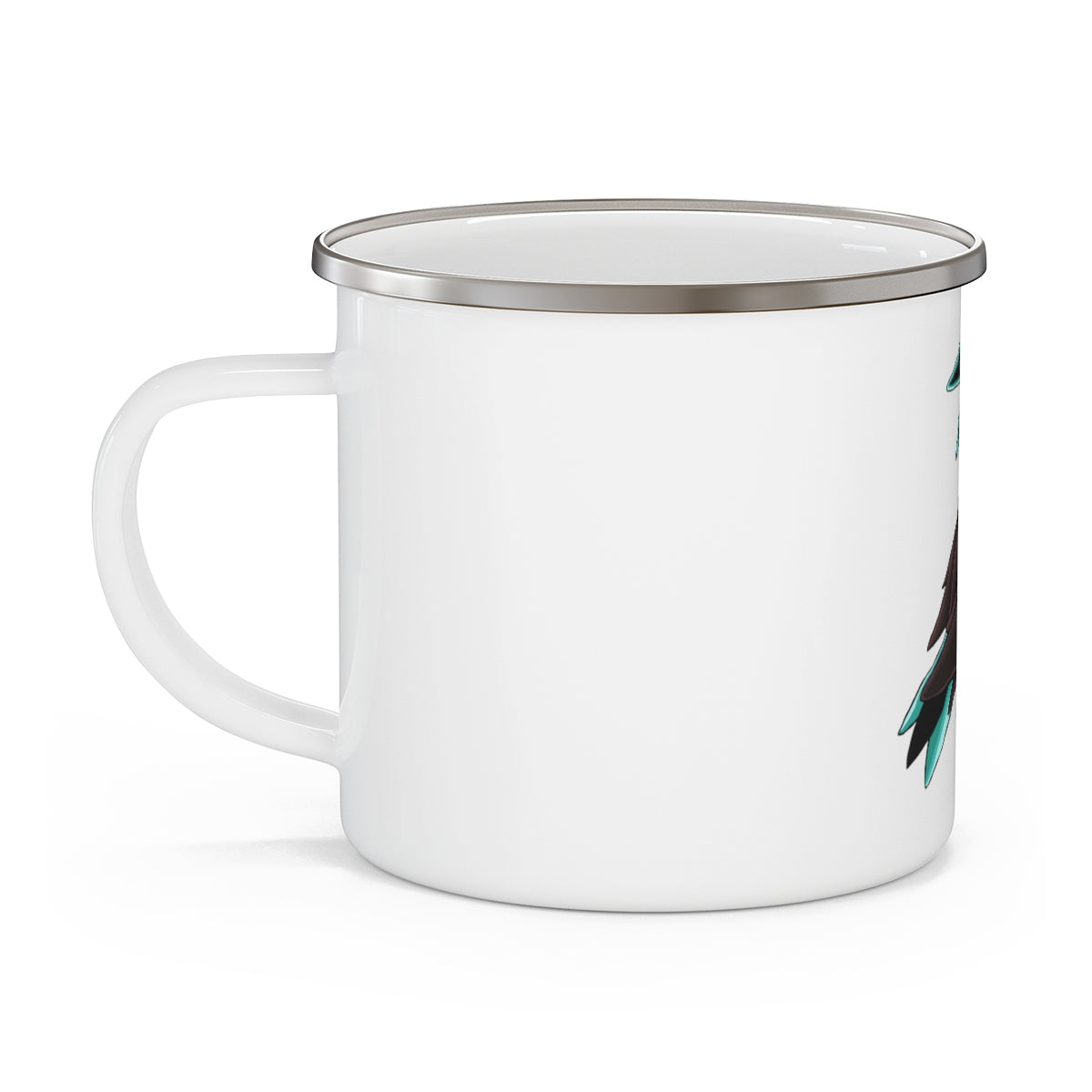 Birdam Enamel Camping Mug with a stylish design, featuring a C-handle and rounded corners, perfect for outdoor adventures.