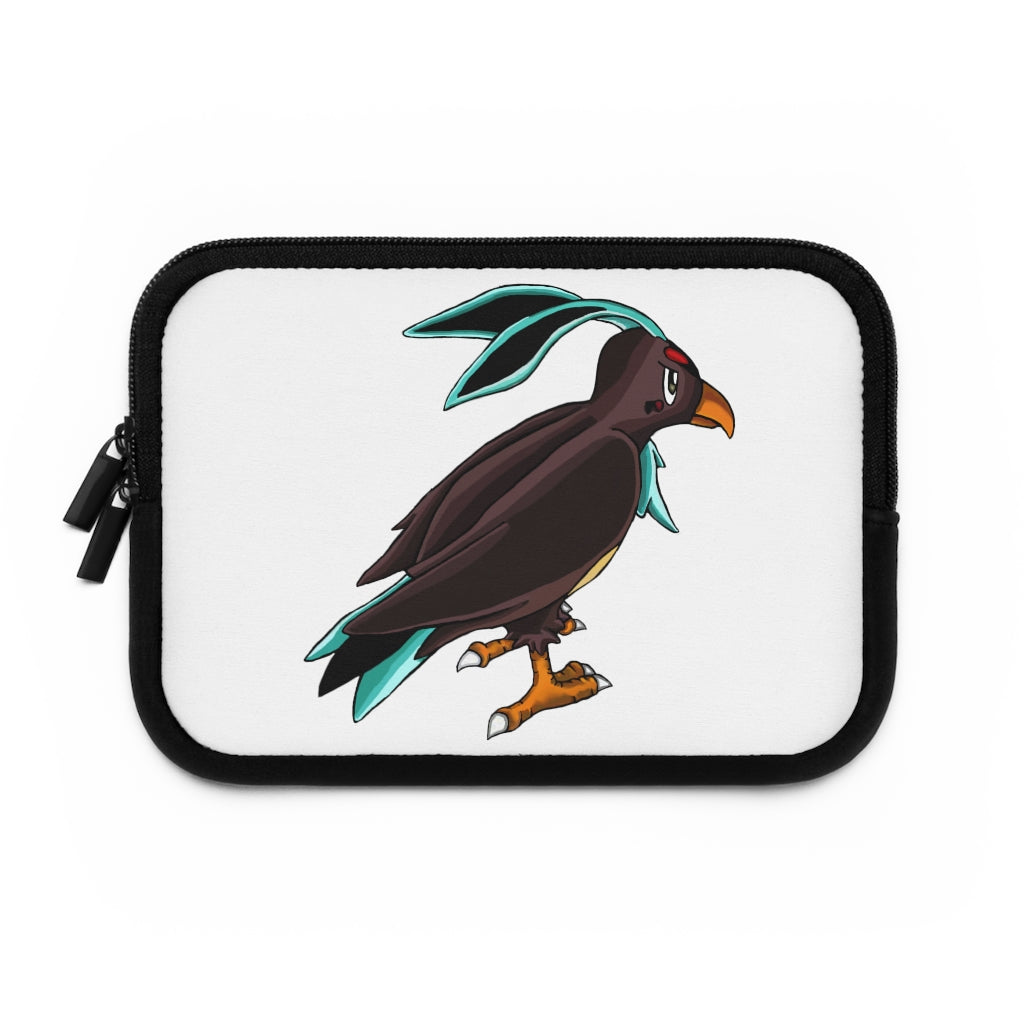 Birdam Laptop Sleeve featuring a customizable front and solid black back, made of smooth neoprene with dual zipper enclosures.