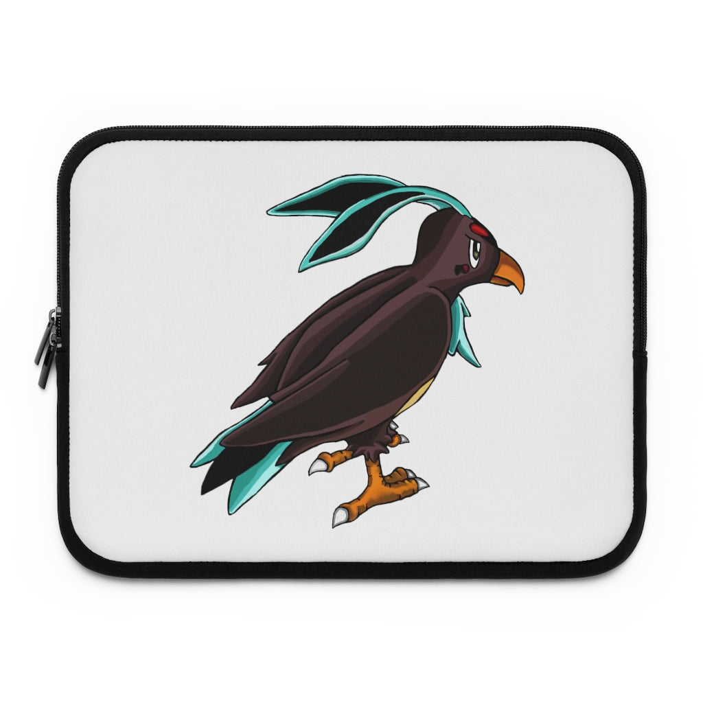 Birdam Laptop Sleeve featuring a customizable front and solid black back, made of smooth neoprene with dual zipper enclosures.