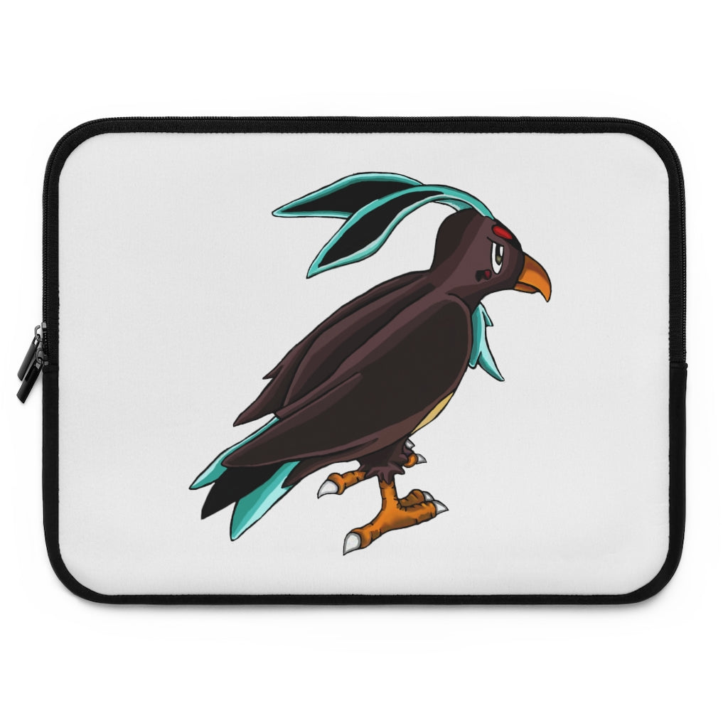 Birdam Laptop Sleeve featuring a customizable front and solid black back, made of smooth neoprene with dual zipper enclosures.