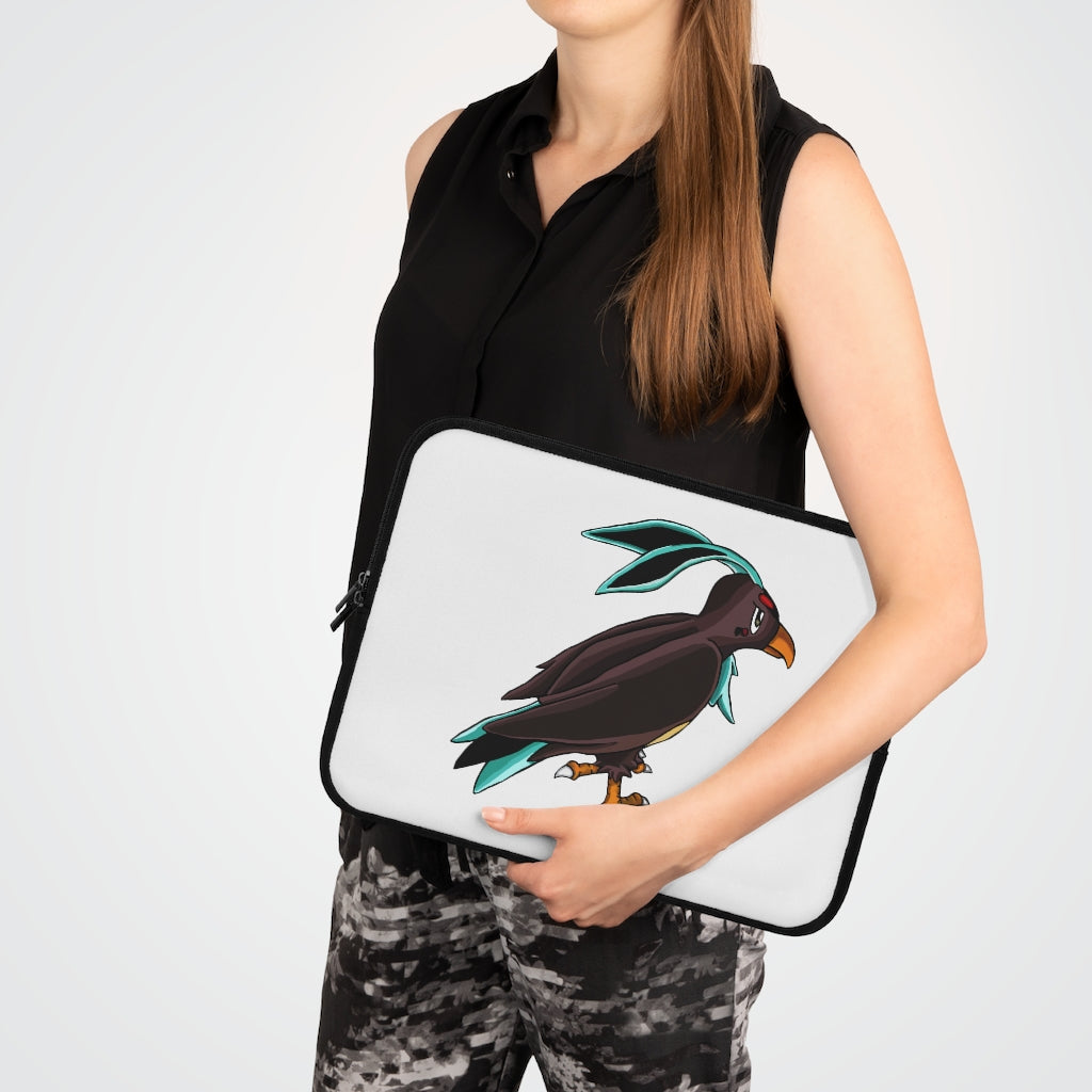 Birdam Laptop Sleeve featuring a customizable front and solid black back, made of smooth neoprene with dual zipper enclosures.