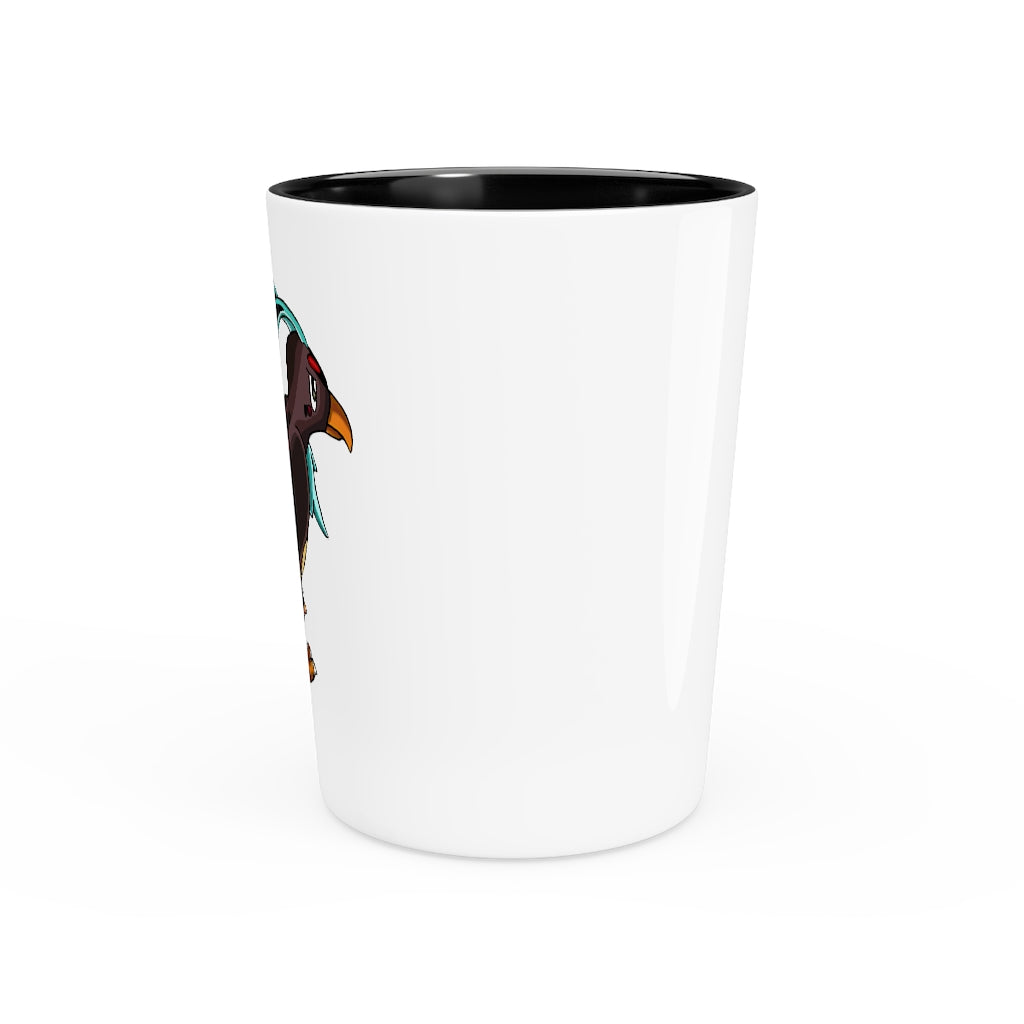 Personalized Birdam Shot Glass with white ceramic and customizable design, available in white or black interior.