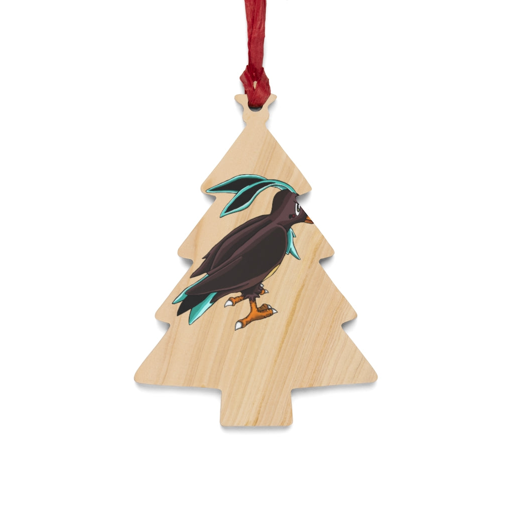 Birdam Wooden Christmas Ornaments featuring six whimsical shapes, crafted from solid wood with a red ribbon and magnetic back for versatile display.