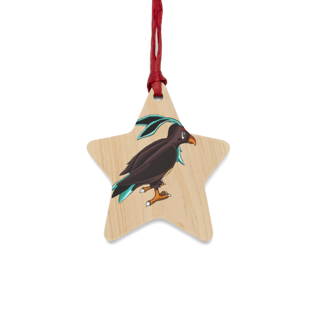 Birdam Wooden Christmas Ornaments featuring six whimsical shapes, crafted from solid wood with a red ribbon and magnetic back for versatile display.