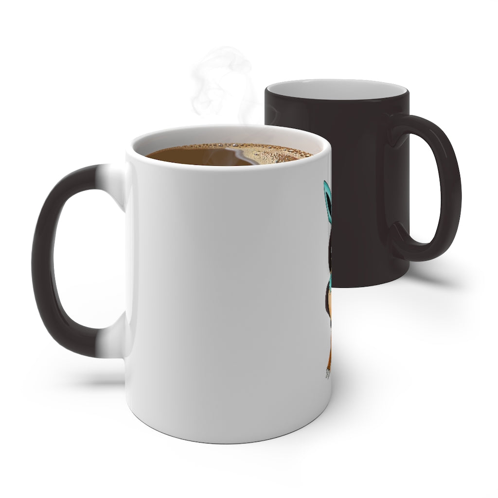 Birdi Color Changing Mug showcasing its vibrant color transformation with a C-handle design.