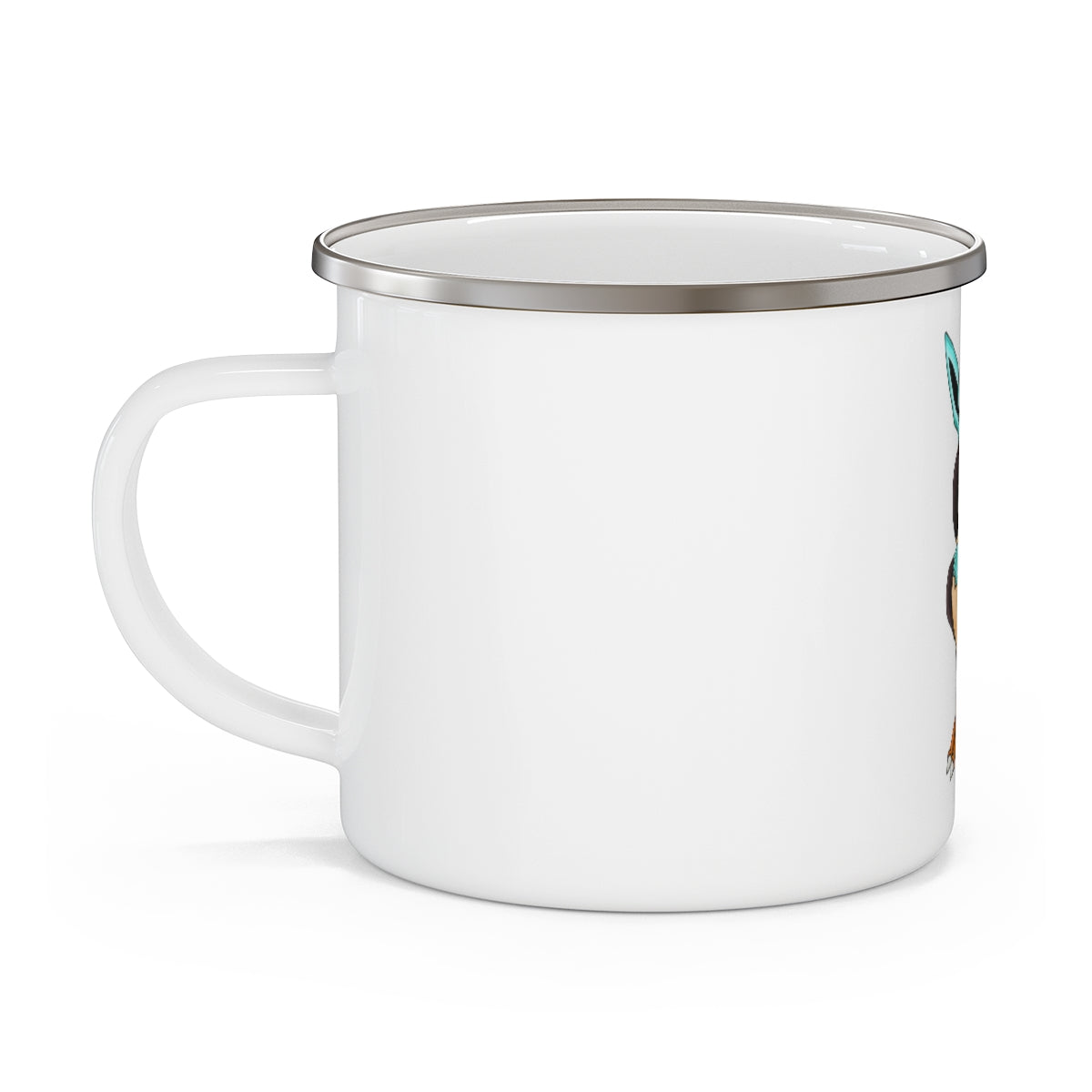 Birdi Enamel Camping Mug with a stylish design, featuring a C-handle and rounded corners, perfect for outdoor adventures.