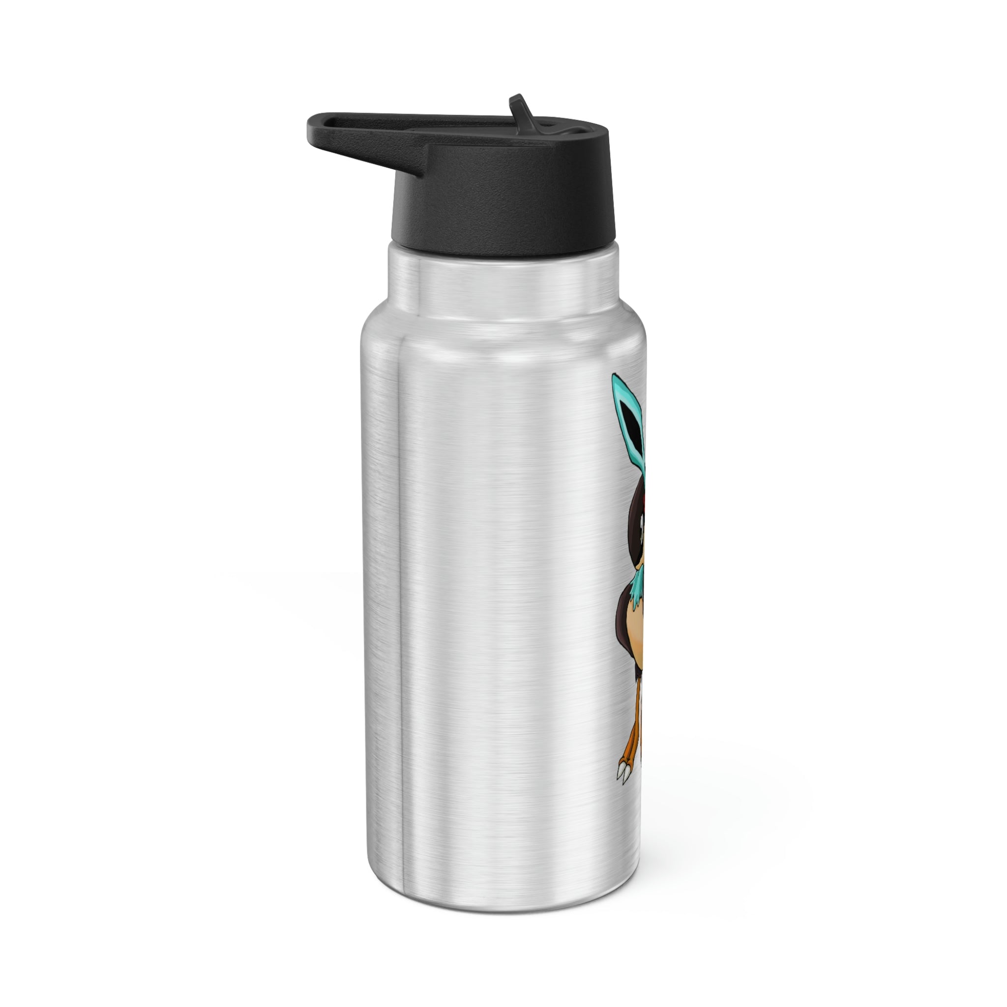 Birdi Gator Tumbler in stainless steel with a black cap and plastic straw, showcasing a customizable design.