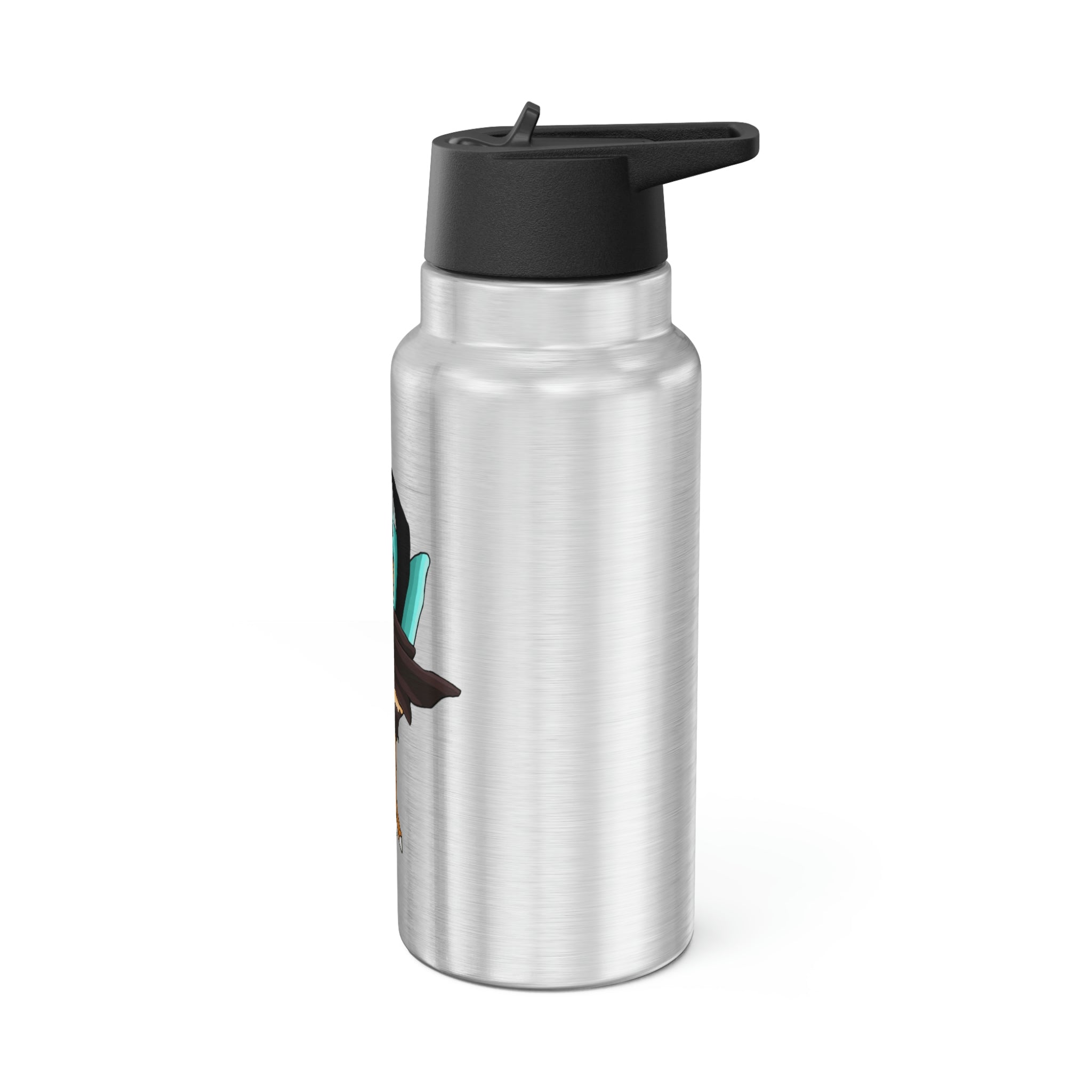 Birdi Gator Tumbler in stainless steel with a black cap and plastic straw, showcasing a customizable design.