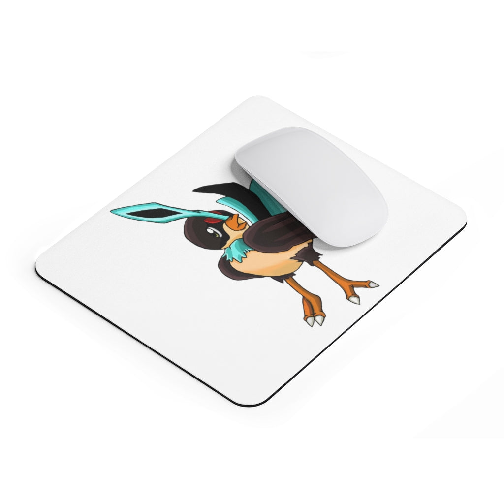 Birdi Mouse Pad featuring a vibrant full print design on a smooth neoprene surface, ideal for enhancing desk aesthetics.