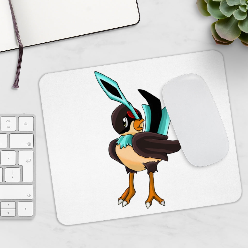 Birdi Mouse Pad featuring a vibrant full print design on a smooth neoprene surface, ideal for enhancing desk aesthetics.