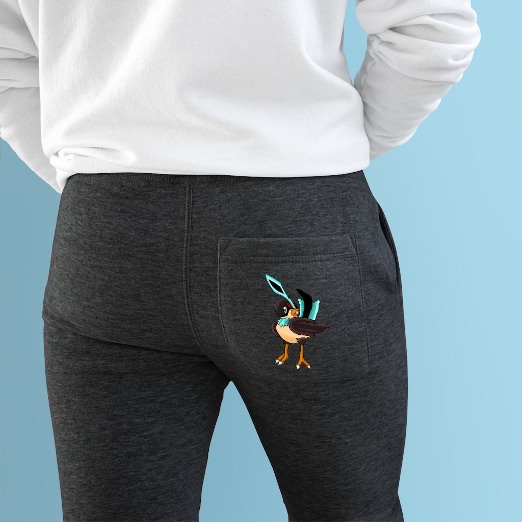 Birdi Premium Fleece Joggers showcasing soft fleece fabric, customizable back pocket, and side pockets.